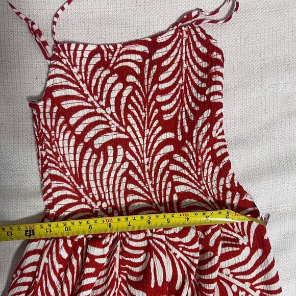 H&M Red and White Leaf Print Smocked Sundress – Size XS – NEVER WORN - Picture 2 of 5
